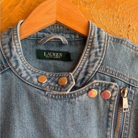 Lauren Ralph Lauren Bryton Denim Moto Denim Jean Jacket Size 14W - Picture 6 of 14